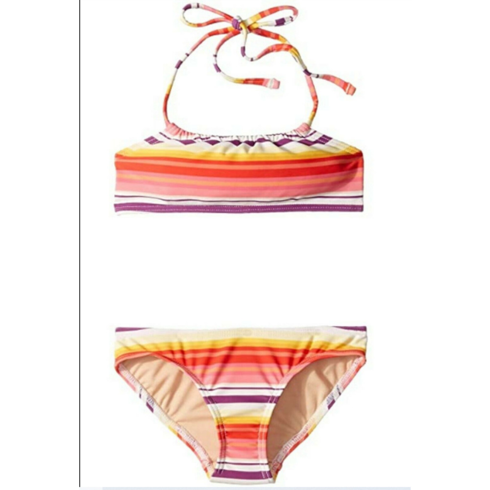 Toobydoo Girl Bandeau Striped Bikini Set Yellow/Orange Size 13-14
